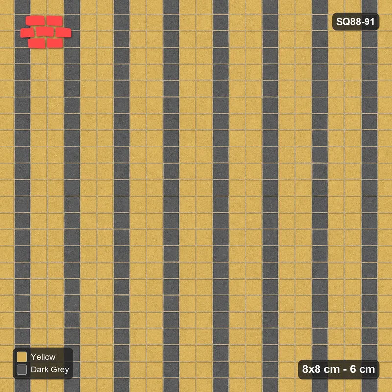 Interlock (Pasco) 8x8 cm · SQ88-91 · Stack Bond Three-Tone Column Stripes · Top view Interlock (Pasco) 8x8 cm · SQ88-91 · Stack Bond Three-Tone Column Stripes · Top view