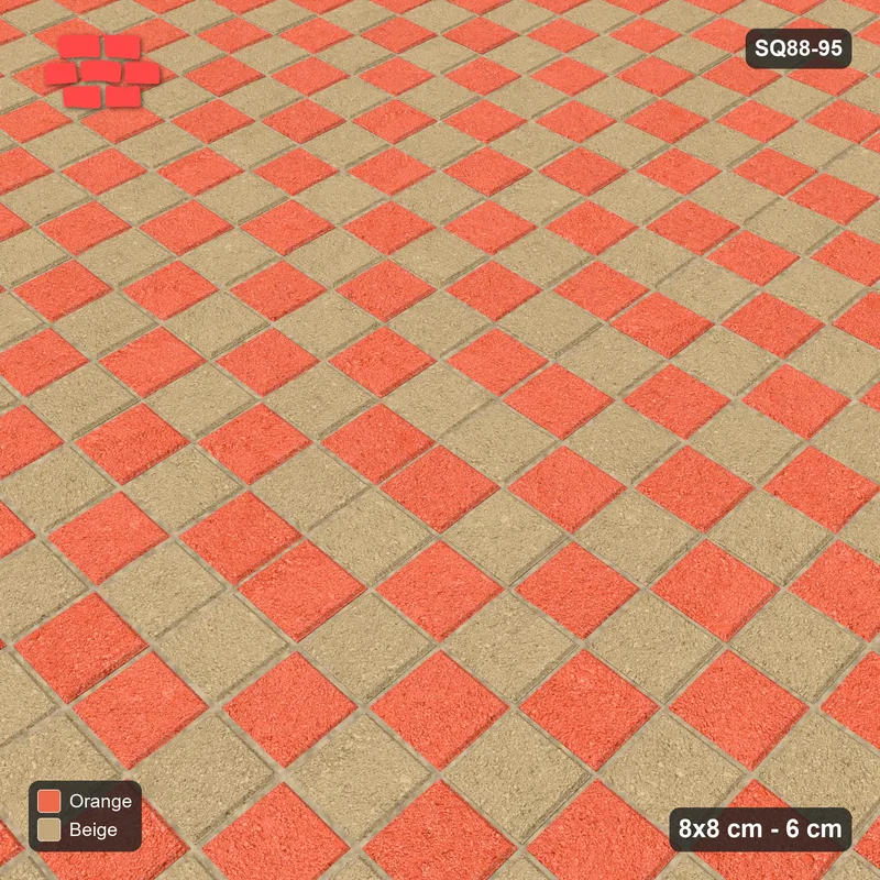 Interlock (Pasco) 8x8 cm · SQ88-95 · Stack Bond Zig-Zag Chevron Stripes 1-Cobble · Side view Interlock (Pasco) 8x8 cm · SQ88-95 · Stack Bond Zig-Zag Chevron Stripes 1-Cobble · Side view