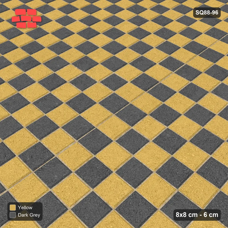 Interlock (Pasco) 8x8 cm · SQ88-96 · Stack Bond Zig-Zag Chevron Stripes 1-Cobble in Kerb Frame · Side view Interlock (Pasco) 8x8 cm · SQ88-96 · Stack Bond Zig-Zag Chevron Stripes 1-Cobble in Kerb Frame · Side view