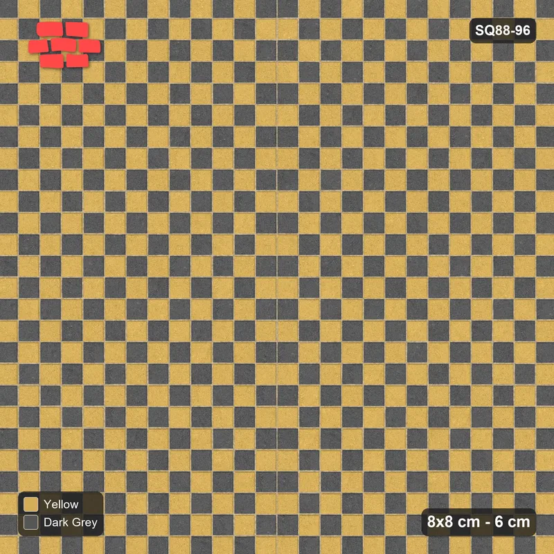 Interlock (Pasco) 8x8 cm · SQ88-96 · Stack Bond Zig-Zag Chevron Stripes 1-Cobble in Kerb Frame · Top view Interlock (Pasco) 8x8 cm · SQ88-96 · Stack Bond Zig-Zag Chevron Stripes 1-Cobble in Kerb Frame · Top view