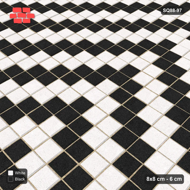 Interlock (Pasco) 8x8 cm · SQ88-97 · Stack Bond Zig-Zag Chevron Stripes 2-Cobble · Side view Interlock (Pasco) 8x8 cm · SQ88-97 · Stack Bond Zig-Zag Chevron Stripes 2-Cobble · Side view