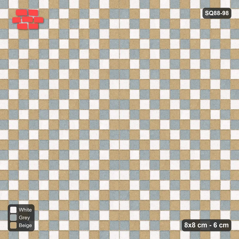 Interlock (Pasco) 8x8 cm · SQ88-98 · Stack Bond Zig-Zag Chevron Stripes 1-Cobble · Top view Interlock (Pasco) 8x8 cm · SQ88-98 · Stack Bond Zig-Zag Chevron Stripes 1-Cobble · Top view