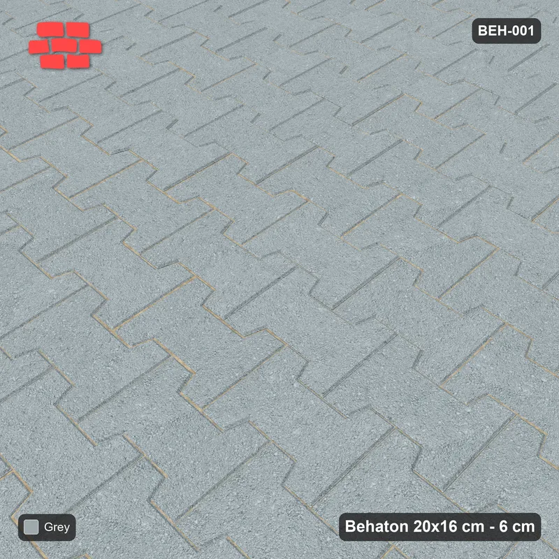 Interlock (Pasco) 20x16 cm · BEH-001 · Plain running-bond interlock · Side view Interlock (Pasco) 20x16 cm · BEH-001 · Plain running-bond interlock · Side view