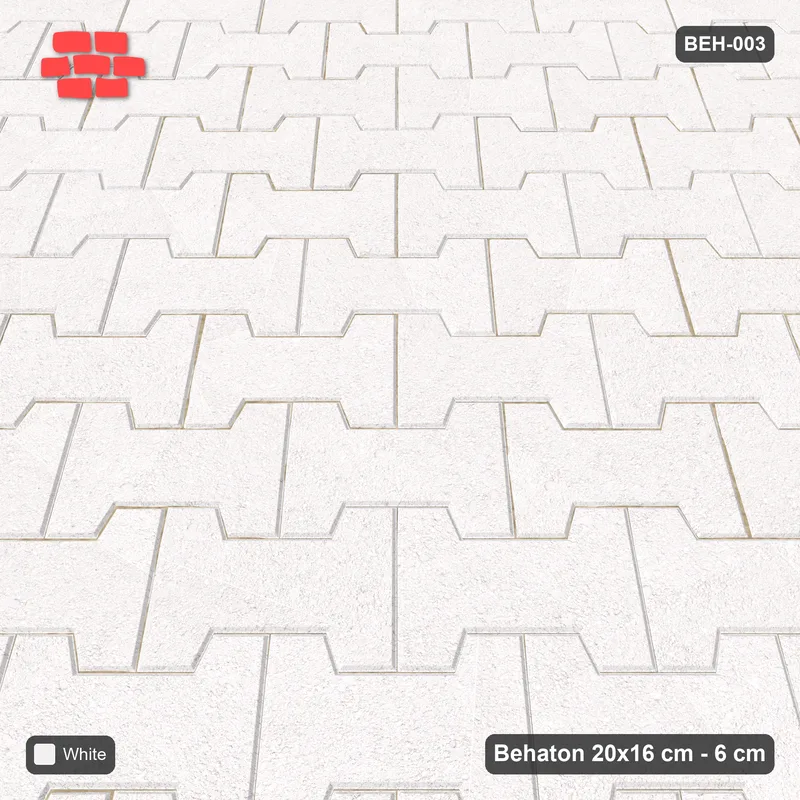Interlock (Pasco) 20x16 cm · BEH-003 · Plain running-bond interlock, laid on the diagonal, kerb frame · Side view Interlock (Pasco) 20x16 cm · BEH-003 · Plain running-bond interlock, laid on the diagonal, kerb frame · Side view
