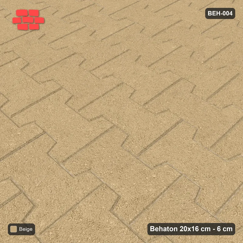 Interlock (Pasco) 20x16 cm · BEH-004 · Plain running-bond interlock, kerb frame · Side view Interlock (Pasco) 20x16 cm · BEH-004 · Plain running-bond interlock, kerb frame · Side view