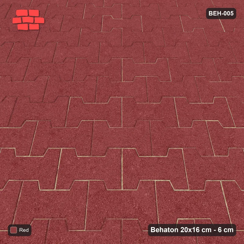 Interlock (Pasco) 20x16 cm · BEH-005 · Plain running-bond interlock, laid on the diagonal · Side view Interlock (Pasco) 20x16 cm · BEH-005 · Plain running-bond interlock, laid on the diagonal · Side view
