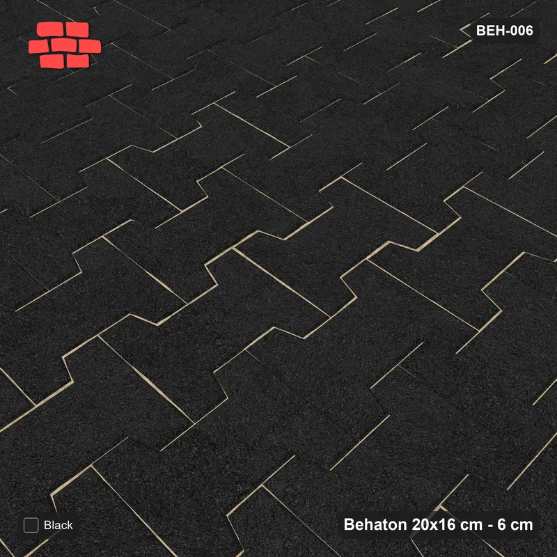 Interlock (Pasco) 20x16 cm · BEH-006 · Plain running-bond interlock, turned 90 deg, kerb frame · Side view Interlock (Pasco) 20x16 cm · BEH-006 · Plain running-bond interlock, turned 90 deg, kerb frame · Side view