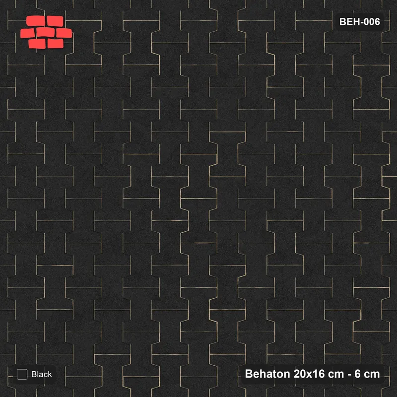 Interlock (Pasco) 20x16 cm · BEH-006 · Plain running-bond interlock, turned 90 deg, kerb frame · Top view Interlock (Pasco) 20x16 cm · BEH-006 · Plain running-bond interlock, turned 90 deg, kerb frame · Top view