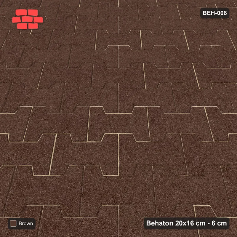 Interlock (Pasco) 20x16 cm · BEH-008 · Plain running-bond interlock, laid on the diagonal, kerb frame · Side view Interlock (Pasco) 20x16 cm · BEH-008 · Plain running-bond interlock, laid on the diagonal, kerb frame · Side view