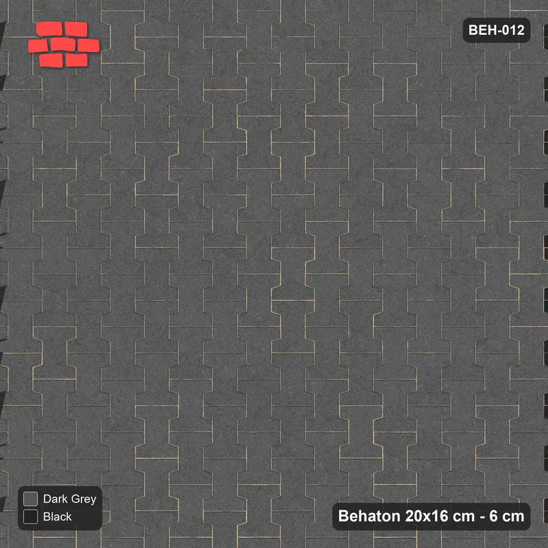 Interlock (Pasco) 20x16 cm · BEH-012 · Central feature band, turned 90 deg, kerb frame · Top view Interlock (Pasco) 20x16 cm · BEH-012 · Central feature band, turned 90 deg, kerb frame · Top view