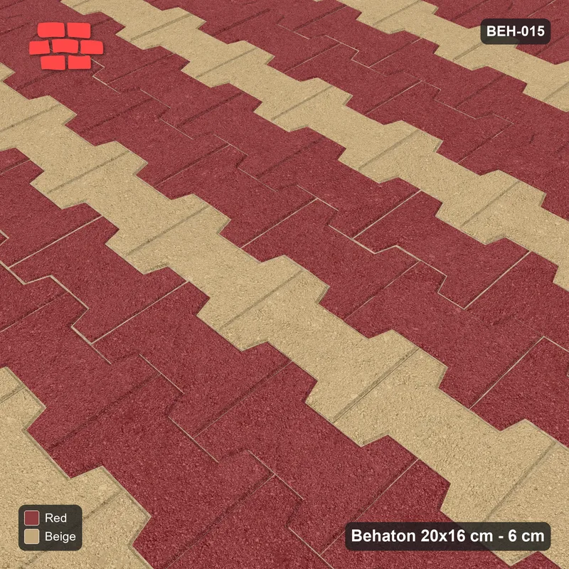 Interlock (Pasco) 20x16 cm · BEH-015 · Accent course stripes, kerb frame · Side view Interlock (Pasco) 20x16 cm · BEH-015 · Accent course stripes, kerb frame · Side view