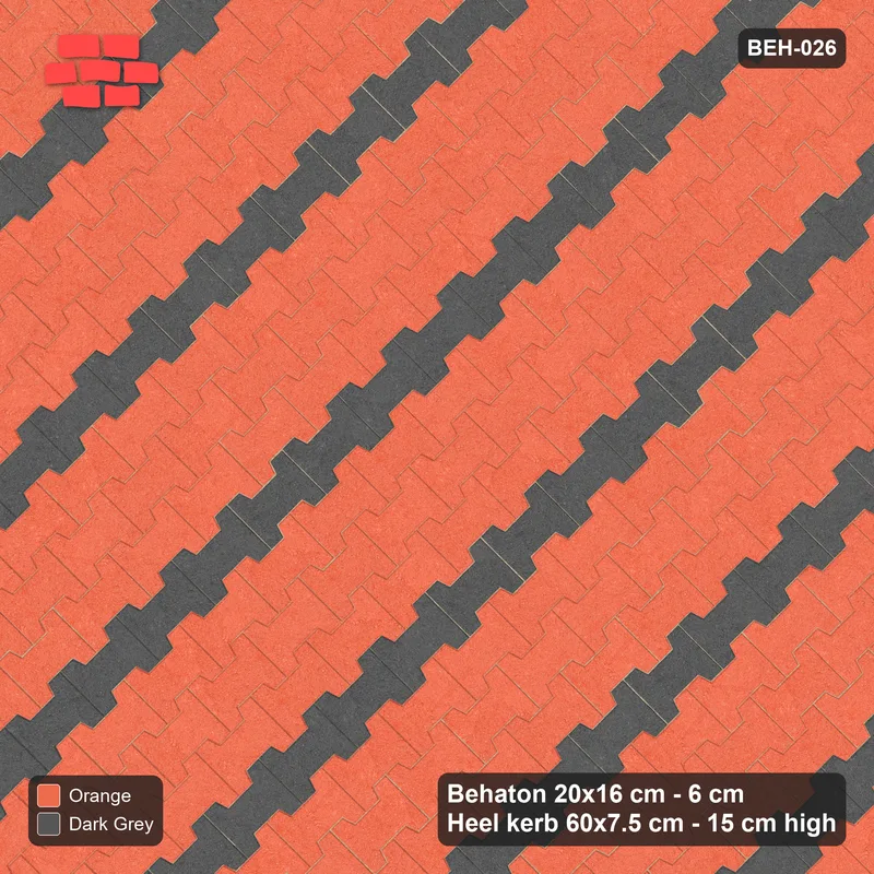 Interlock (Pasco) 20x16 cm · BEH-026 · Accent course stripes, laid on the diagonal, kerb frame · Top view Interlock (Pasco) 20x16 cm · BEH-026 · Accent course stripes, laid on the diagonal, kerb frame · Top view