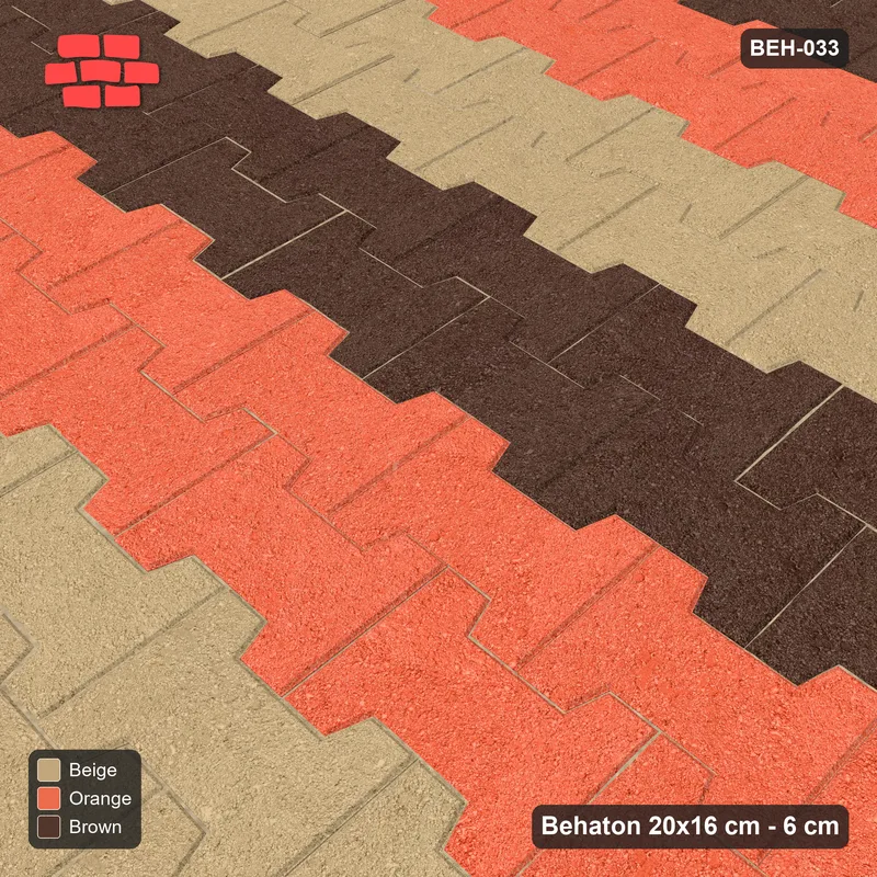Interlock (Pasco) 20x16 cm · BEH-033 · Graded course bands, kerb frame · Side view Interlock (Pasco) 20x16 cm · BEH-033 · Graded course bands, kerb frame · Side view
