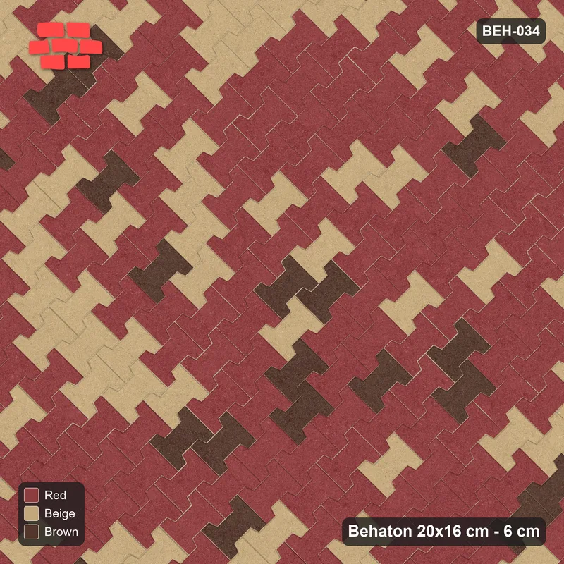 Interlock (Pasco) 20x16 cm · BEH-034 · Soft tonal blend, laid on the diagonal, kerb frame · Top view Interlock (Pasco) 20x16 cm · BEH-034 · Soft tonal blend, laid on the diagonal, kerb frame · Top view