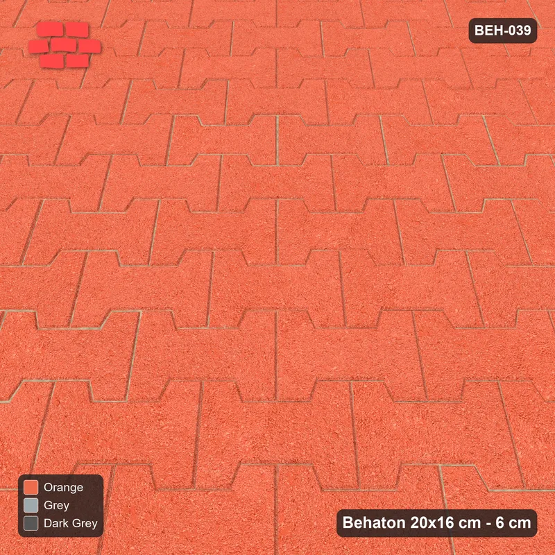 Interlock (Pasco) 20x16 cm · BEH-039 · Central medallion, laid on the diagonal, kerb frame · Side view Interlock (Pasco) 20x16 cm · BEH-039 · Central medallion, laid on the diagonal, kerb frame · Side view