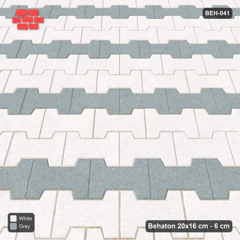 Interlock (Pasco) 20x16 cm · BEH-041 · Accent course stripes, laid on the diagonal · Side view Interlock (Pasco) 20x16 cm · BEH-041 · Accent course stripes, laid on the diagonal · Side view