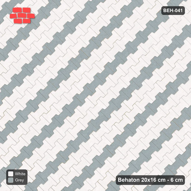Interlock (Pasco) 20x16 cm · BEH-041 · Accent course stripes, laid on the diagonal · Top view Interlock (Pasco) 20x16 cm · BEH-041 · Accent course stripes, laid on the diagonal · Top view