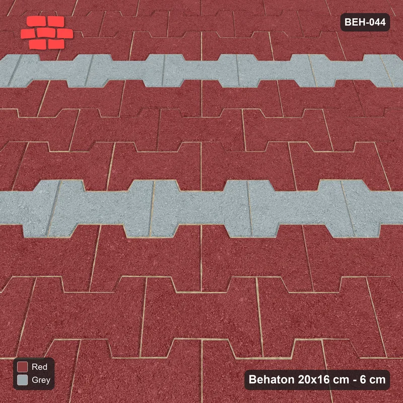 Interlock (Pasco) 20x16 cm · BEH-044 · Accent course stripes, laid on the diagonal, kerb frame · Side view Interlock (Pasco) 20x16 cm · BEH-044 · Accent course stripes, laid on the diagonal, kerb frame · Side view