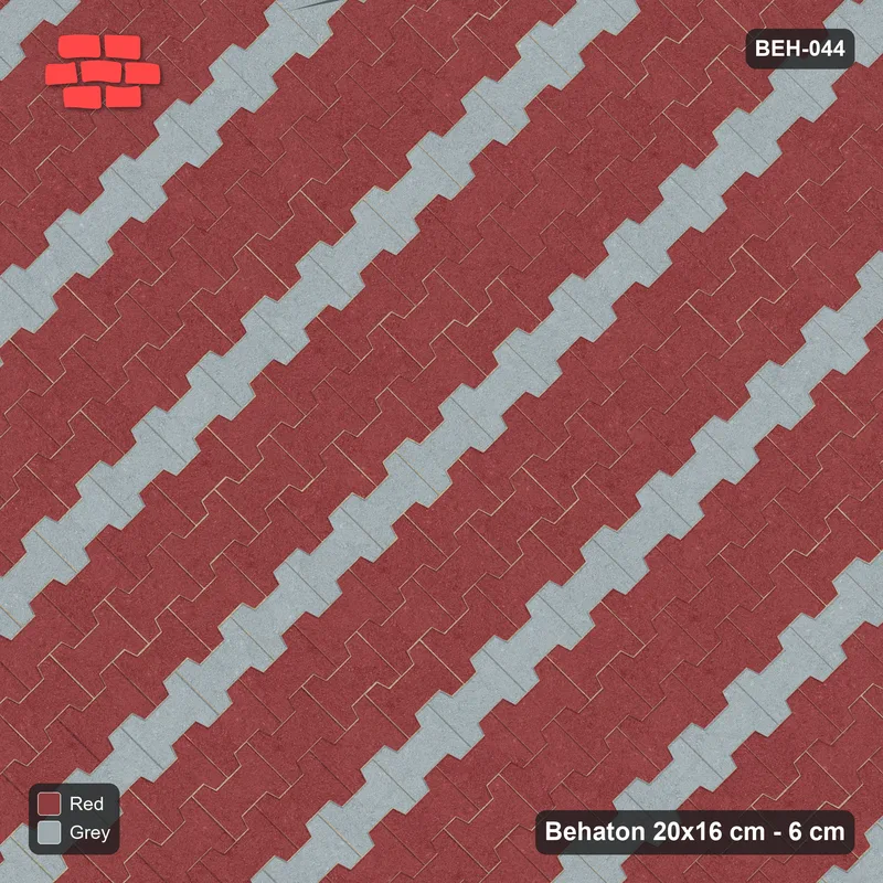 Interlock (Pasco) 20x16 cm · BEH-044 · Accent course stripes, laid on the diagonal, kerb frame · Top view Interlock (Pasco) 20x16 cm · BEH-044 · Accent course stripes, laid on the diagonal, kerb frame · Top view