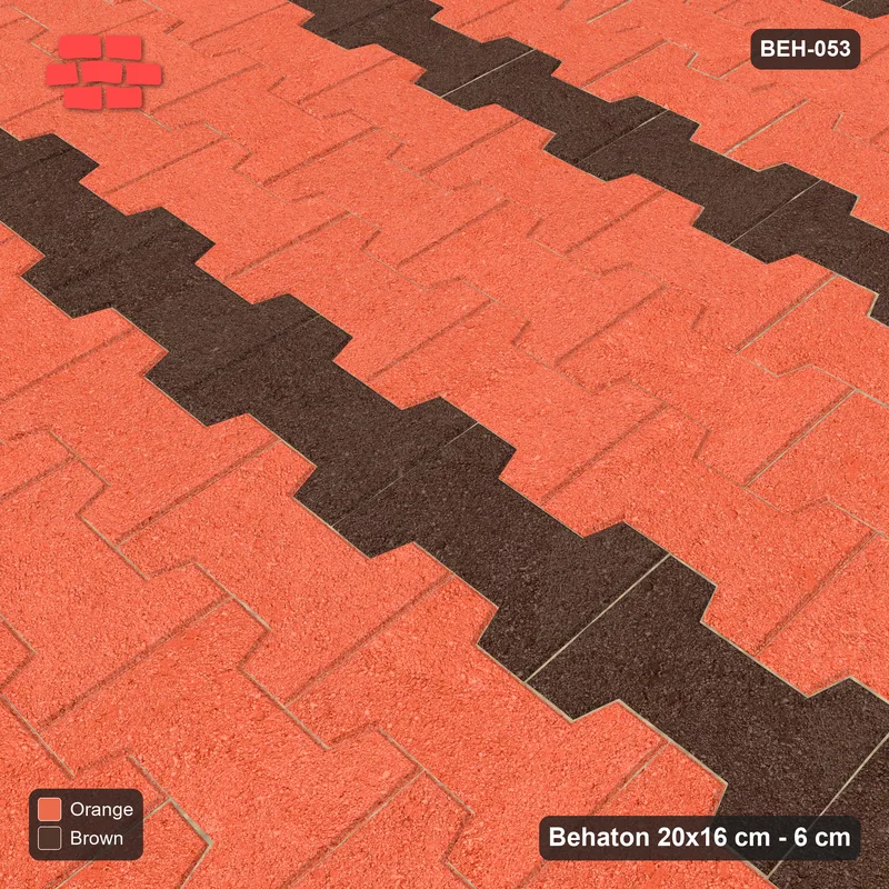 Interlock (Pasco) 20x16 cm · BEH-053 · Coloured course stripes (4-course repeat), kerb frame · Side view Interlock (Pasco) 20x16 cm · BEH-053 · Coloured course stripes (4-course repeat), kerb frame · Side view