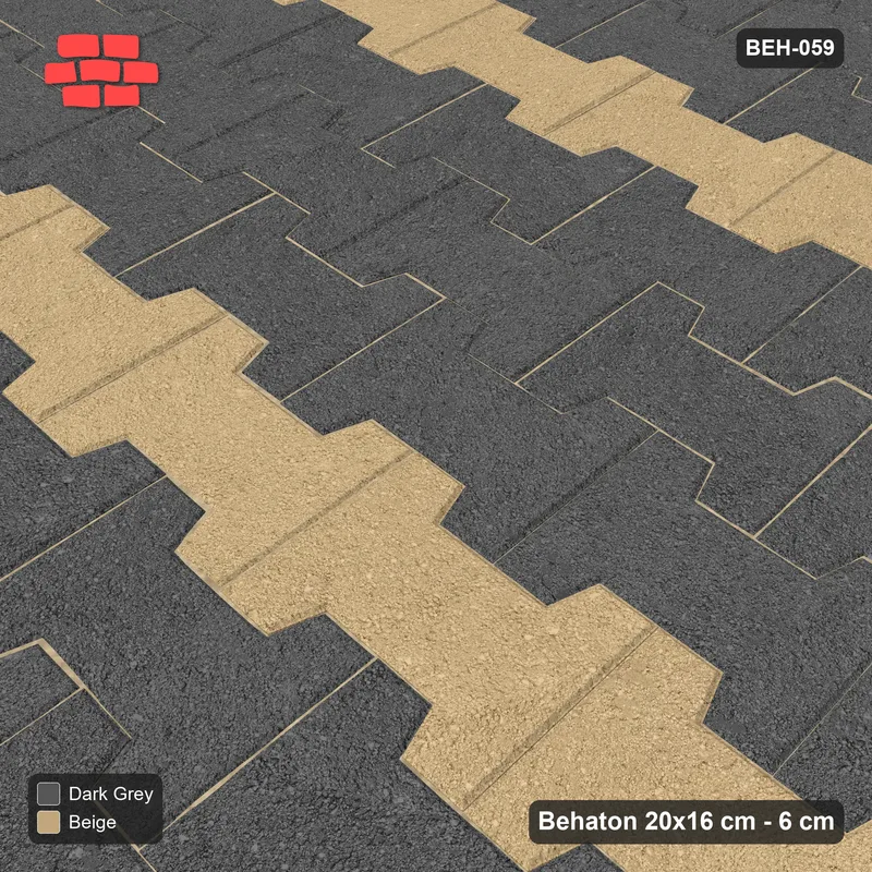 Interlock (Pasco) 20x16 cm · BEH-059 · Coloured course stripes (4-course repeat), kerb frame · Side view Interlock (Pasco) 20x16 cm · BEH-059 · Coloured course stripes (4-course repeat), kerb frame · Side view