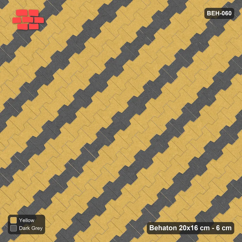Interlock (Pasco) 20x16 cm · BEH-060 · Coloured course stripes (3-course repeat), laid on the diagonal · Top view Interlock (Pasco) 20x16 cm · BEH-060 · Coloured course stripes (3-course repeat), laid on the diagonal · Top view