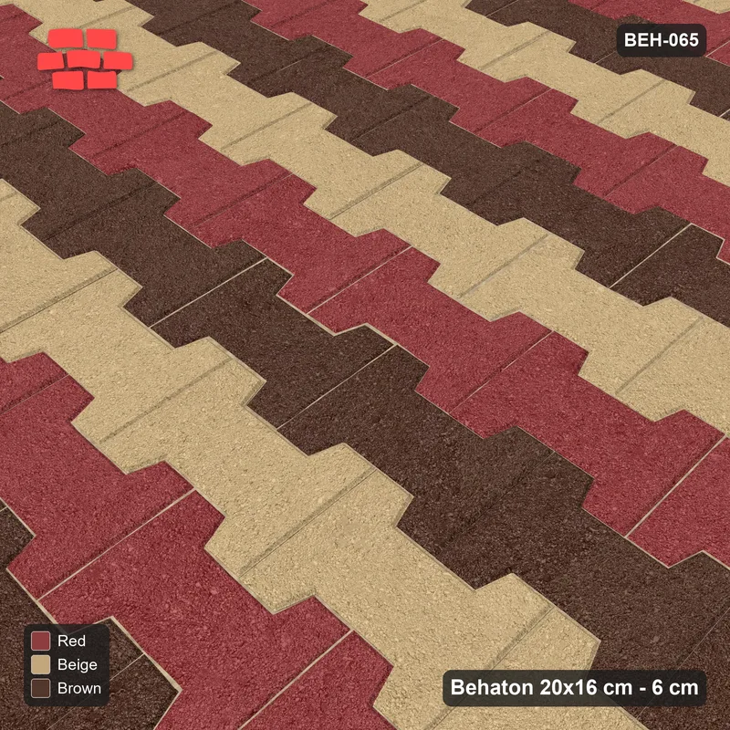 Interlock (Pasco) 20x16 cm · BEH-065 · Coloured course stripes (3-course repeat), kerb frame · Side view Interlock (Pasco) 20x16 cm · BEH-065 · Coloured course stripes (3-course repeat), kerb frame · Side view