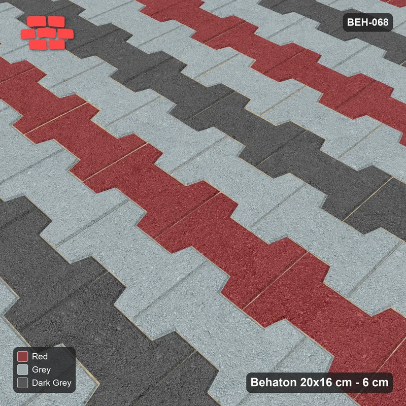 Interlock (Pasco) 20x16 cm · BEH-068 · Coloured course stripes (4-course repeat), kerb frame · Side view Interlock (Pasco) 20x16 cm · BEH-068 · Coloured course stripes (4-course repeat), kerb frame · Side view