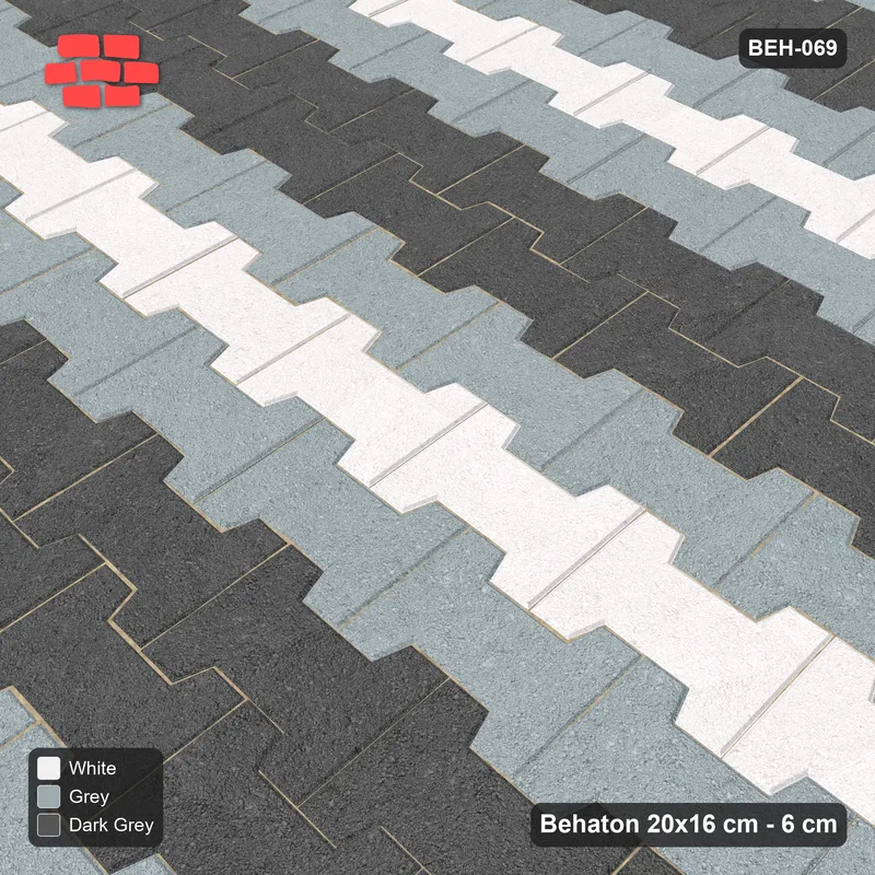 Interlock (Pasco) 20x16 cm · BEH-069 · Coloured course stripes (5-course repeat), kerb frame · Side view Interlock (Pasco) 20x16 cm · BEH-069 · Coloured course stripes (5-course repeat), kerb frame · Side view