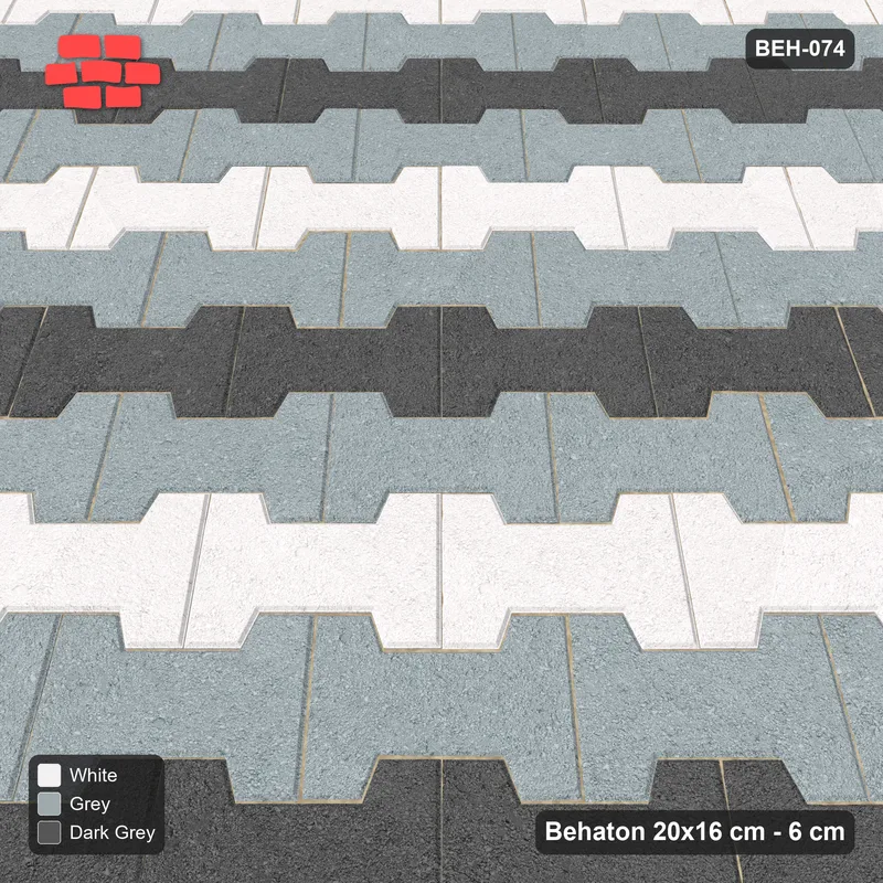 Interlock (Pasco) 20x16 cm · BEH-074 · Coloured course stripes (4-course repeat), laid on the diagonal, kerb frame · Side view Interlock (Pasco) 20x16 cm · BEH-074 · Coloured course stripes (4-course repeat), laid on the diagonal, kerb frame · Side view