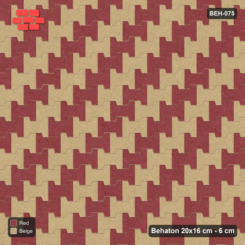 Interlock (Pasco) 20x16 cm · BEH-075 · Diagonal colour stripes, kerb frame · Top view Interlock (Pasco) 20x16 cm · BEH-075 · Diagonal colour stripes, kerb frame · Top view