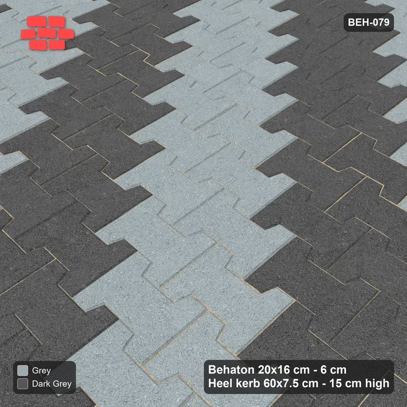 Interlock (Pasco) 20x16 cm · BEH-079 · Diagonal colour stripes, kerb frame · Side view Interlock (Pasco) 20x16 cm · BEH-079 · Diagonal colour stripes, kerb frame · Side view