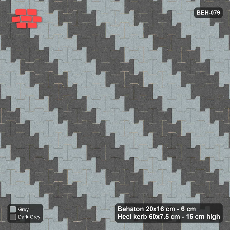 Interlock (Pasco) 20x16 cm · BEH-079 · Diagonal colour stripes, kerb frame · Top view Interlock (Pasco) 20x16 cm · BEH-079 · Diagonal colour stripes, kerb frame · Top view