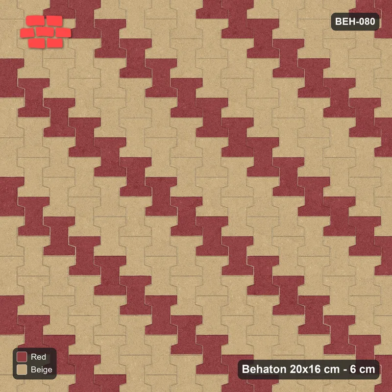 Interlock (Pasco) 20x16 cm · BEH-080 · Diagonal colour stripes, turned 90 deg, kerb frame · Top view Interlock (Pasco) 20x16 cm · BEH-080 · Diagonal colour stripes, turned 90 deg, kerb frame · Top view