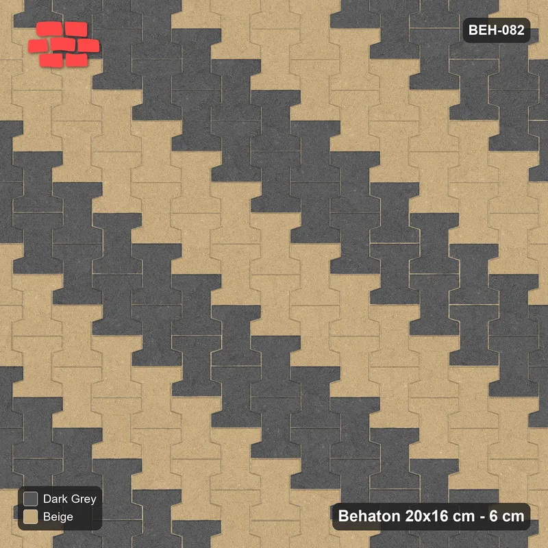 Interlock (Pasco) 20x16 cm · BEH-082 · Diagonal colour stripes, turned 90 deg, kerb frame · Top view Interlock (Pasco) 20x16 cm · BEH-082 · Diagonal colour stripes, turned 90 deg, kerb frame · Top view
