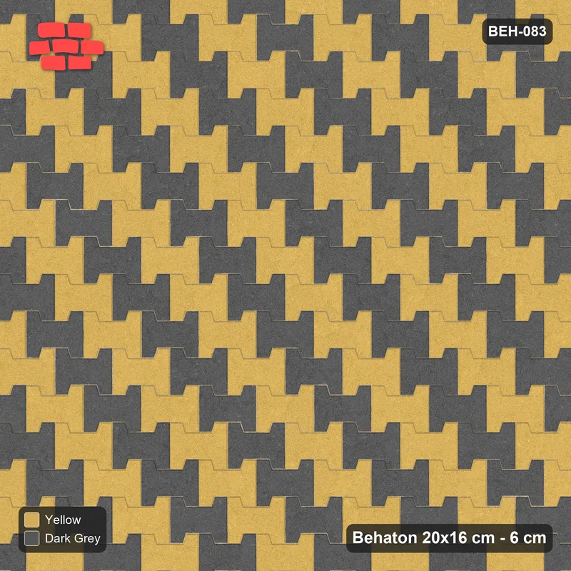 Interlock (Pasco) 20x16 cm · BEH-083 · Diagonal colour stripes, kerb frame · Top view Interlock (Pasco) 20x16 cm · BEH-083 · Diagonal colour stripes, kerb frame · Top view