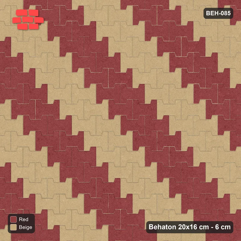 Interlock (Pasco) 20x16 cm · BEH-085 · Diagonal colour stripes, kerb frame · Top view Interlock (Pasco) 20x16 cm · BEH-085 · Diagonal colour stripes, kerb frame · Top view