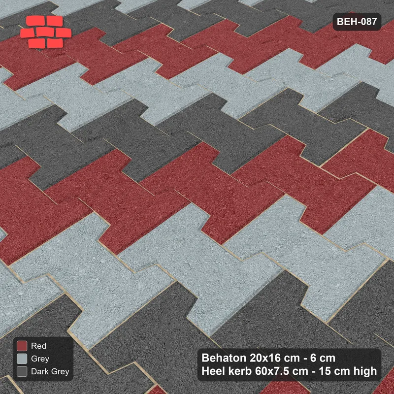 Interlock (Pasco) 20x16 cm · BEH-087 · Diagonal colour stripes, kerb frame · Side view Interlock (Pasco) 20x16 cm · BEH-087 · Diagonal colour stripes, kerb frame · Side view
