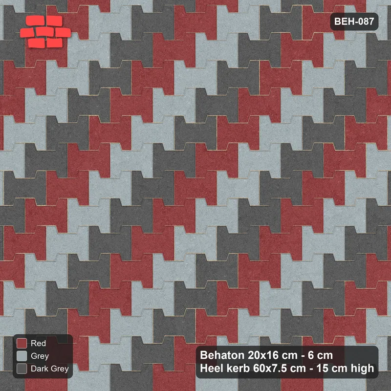 Interlock (Pasco) 20x16 cm · BEH-087 · Diagonal colour stripes, kerb frame · Top view Interlock (Pasco) 20x16 cm · BEH-087 · Diagonal colour stripes, kerb frame · Top view