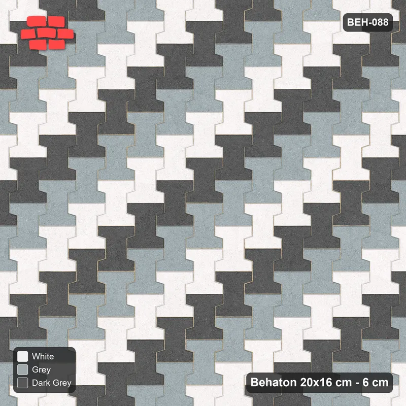 Interlock (Pasco) 20x16 cm · BEH-088 · Diagonal colour stripes, turned 90 deg, kerb frame · Top view Interlock (Pasco) 20x16 cm · BEH-088 · Diagonal colour stripes, turned 90 deg, kerb frame · Top view