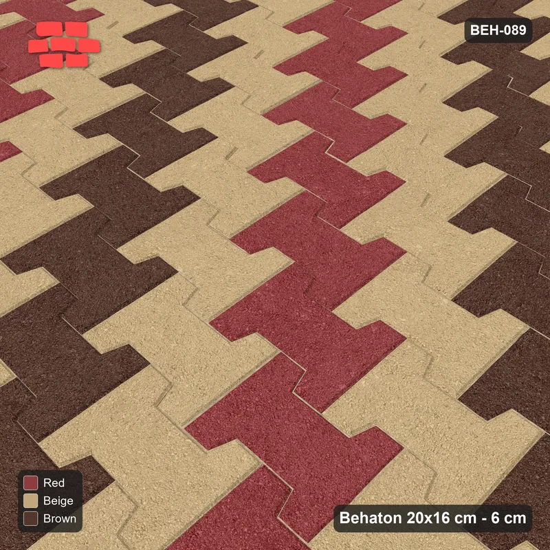Interlock (Pasco) 20x16 cm · BEH-089 · Diagonal colour stripes, kerb frame · Side view Interlock (Pasco) 20x16 cm · BEH-089 · Diagonal colour stripes, kerb frame · Side view