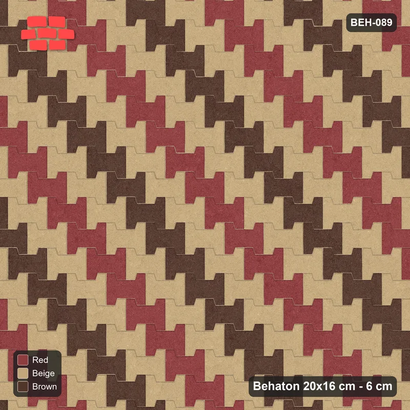Interlock (Pasco) 20x16 cm · BEH-089 · Diagonal colour stripes, kerb frame · Top view Interlock (Pasco) 20x16 cm · BEH-089 · Diagonal colour stripes, kerb frame · Top view
