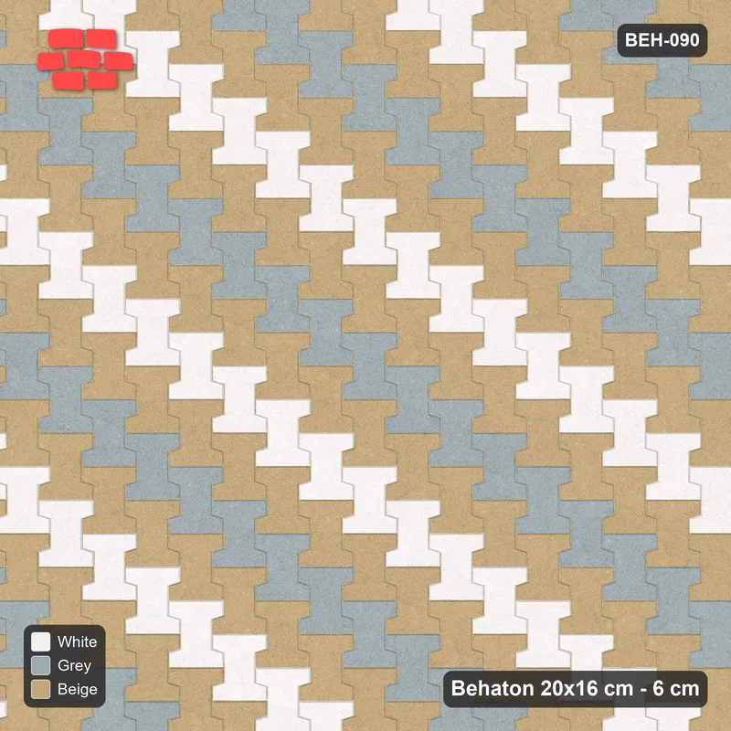 Interlock (Pasco) 20x16 cm · BEH-090 · Diagonal colour stripes, turned 90 deg, kerb frame · Top view Interlock (Pasco) 20x16 cm · BEH-090 · Diagonal colour stripes, turned 90 deg, kerb frame · Top view
