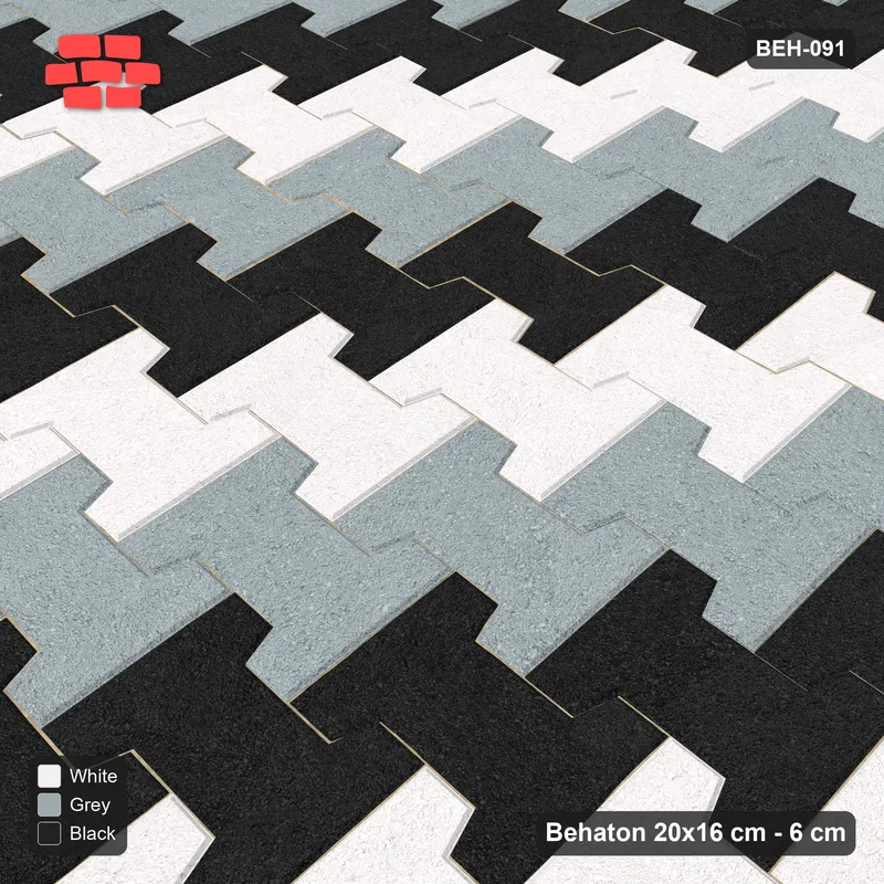Interlock (Pasco) 20x16 cm · BEH-091 · Diagonal colour stripes, kerb frame · Side view Interlock (Pasco) 20x16 cm · BEH-091 · Diagonal colour stripes, kerb frame · Side view