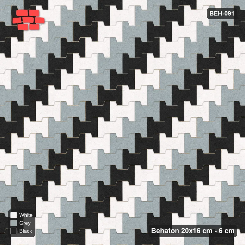 Interlock (Pasco) 20x16 cm · BEH-091 · Diagonal colour stripes, kerb frame · Top view Interlock (Pasco) 20x16 cm · BEH-091 · Diagonal colour stripes, kerb frame · Top view