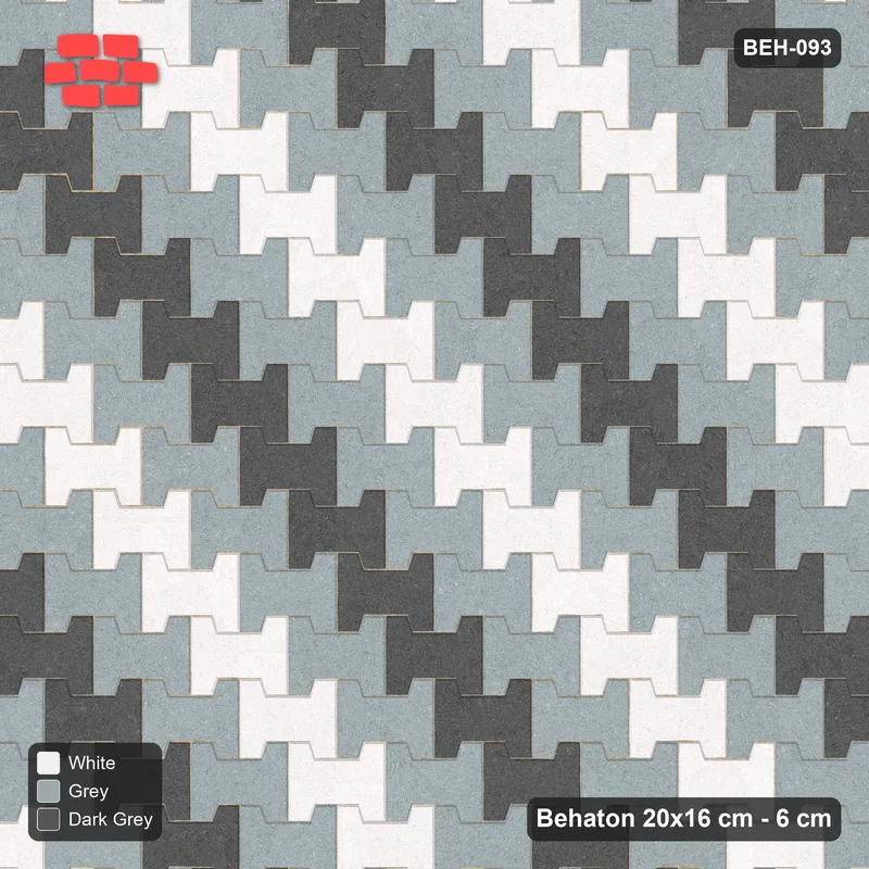 Interlock (Pasco) 20x16 cm · BEH-093 · Diagonal colour stripes, kerb frame · Top view Interlock (Pasco) 20x16 cm · BEH-093 · Diagonal colour stripes, kerb frame · Top view