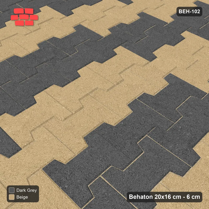 Interlock (Pasco) 20x16 cm · BEH-102 · Chevron colour bands, turned 90 deg, kerb frame · Side view Interlock (Pasco) 20x16 cm · BEH-102 · Chevron colour bands, turned 90 deg, kerb frame · Side view