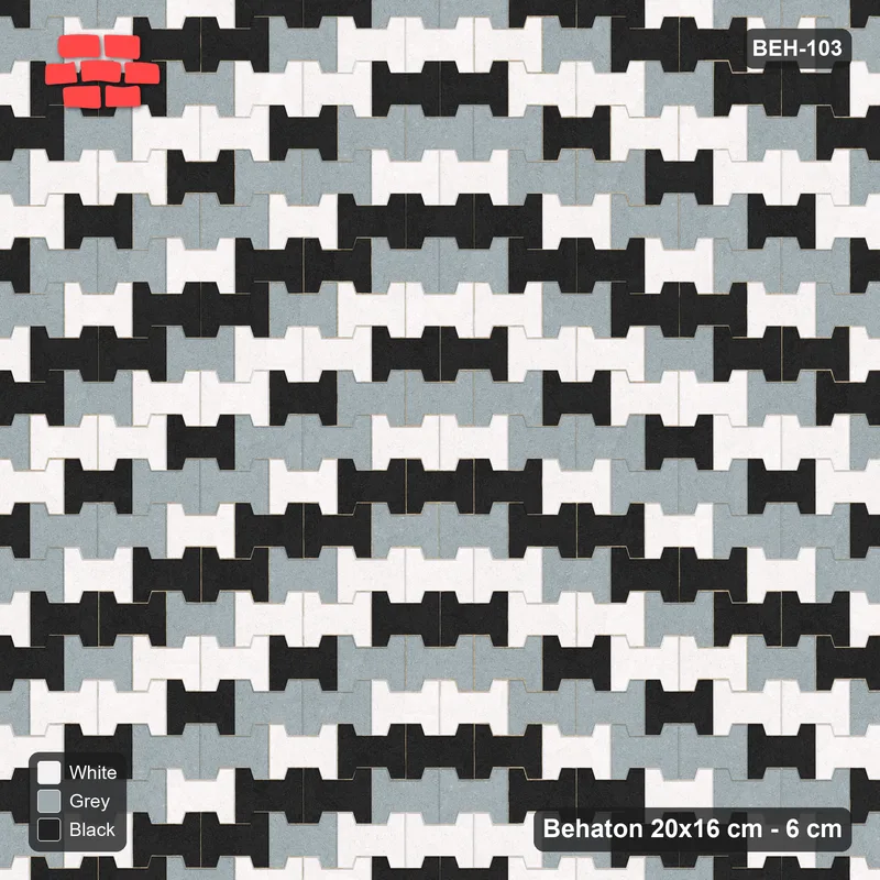 Interlock (Pasco) 20x16 cm · BEH-103 · Chevron colour bands · Top view Interlock (Pasco) 20x16 cm · BEH-103 · Chevron colour bands · Top view