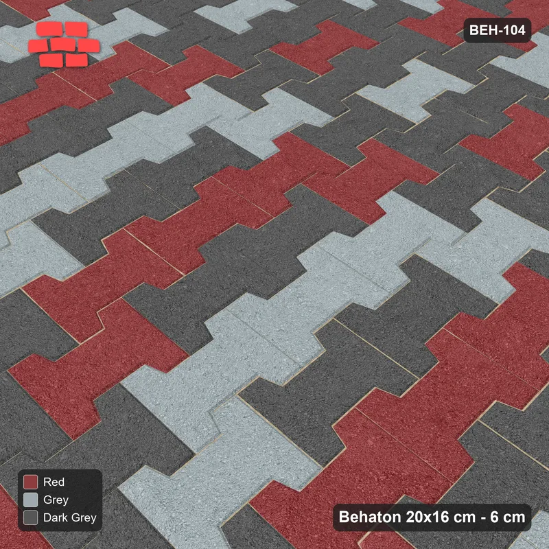 Interlock (Pasco) 20x16 cm · BEH-104 · Chevron colour bands, turned 90 deg · Side view Interlock (Pasco) 20x16 cm · BEH-104 · Chevron colour bands, turned 90 deg · Side view