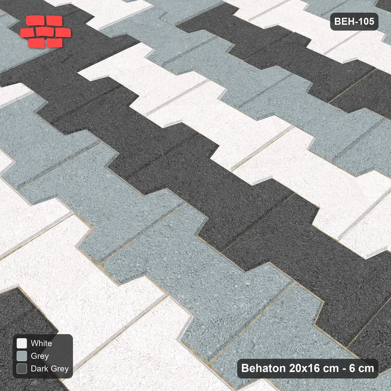 Interlock (Pasco) 20x16 cm · BEH-105 · Chevron colour bands, kerb frame · Side view Interlock (Pasco) 20x16 cm · BEH-105 · Chevron colour bands, kerb frame · Side view